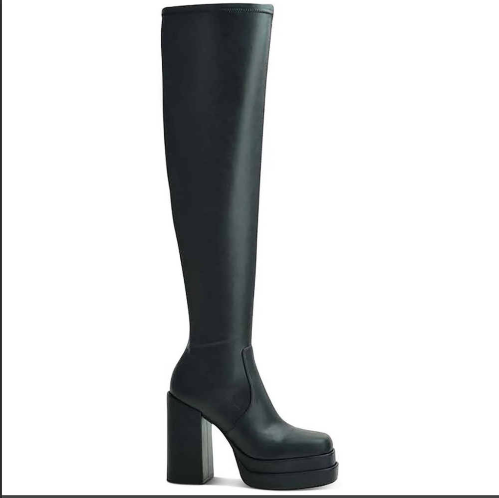 NWB Sleek Black Over the Knee Platform Boots